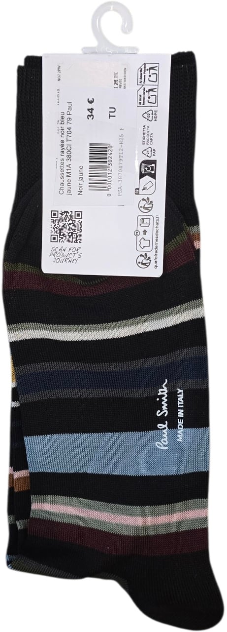 Paul Smith Chaussettes rayées noir bleu jaune M1A 380CI T704 79 Paul Smith homme Divers