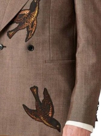 Paul Smith Veste croisée brodée oiseaux taupe moirée Paul Smith Homme M1R 2361X V02989 60 Taupe