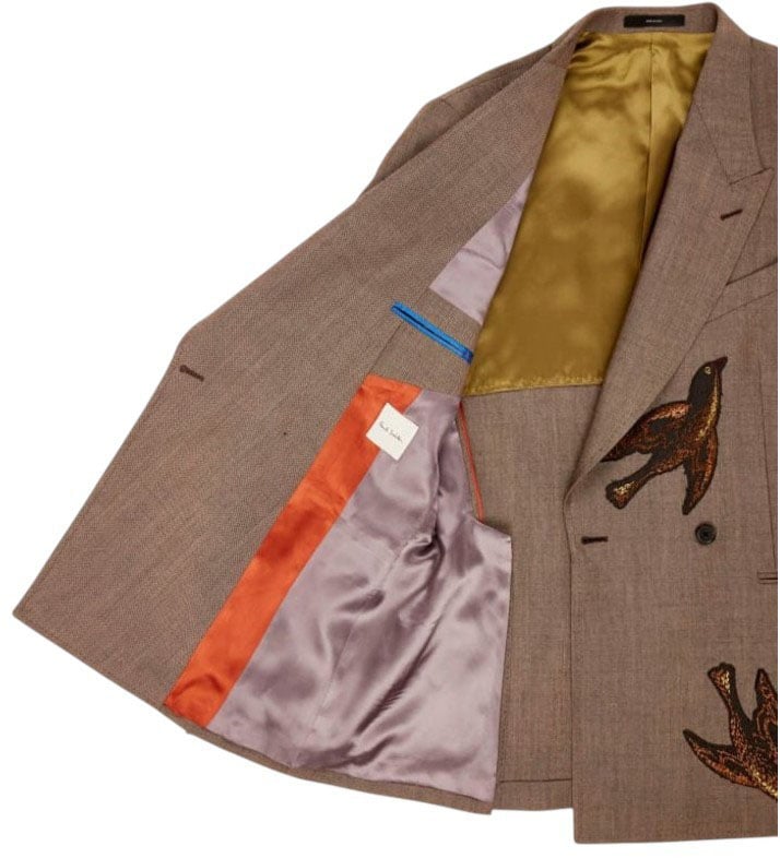 Paul Smith Veste croisée brodée oiseaux taupe moirée Paul Smith Homme M1R 2361X V02989 60 Taupe
