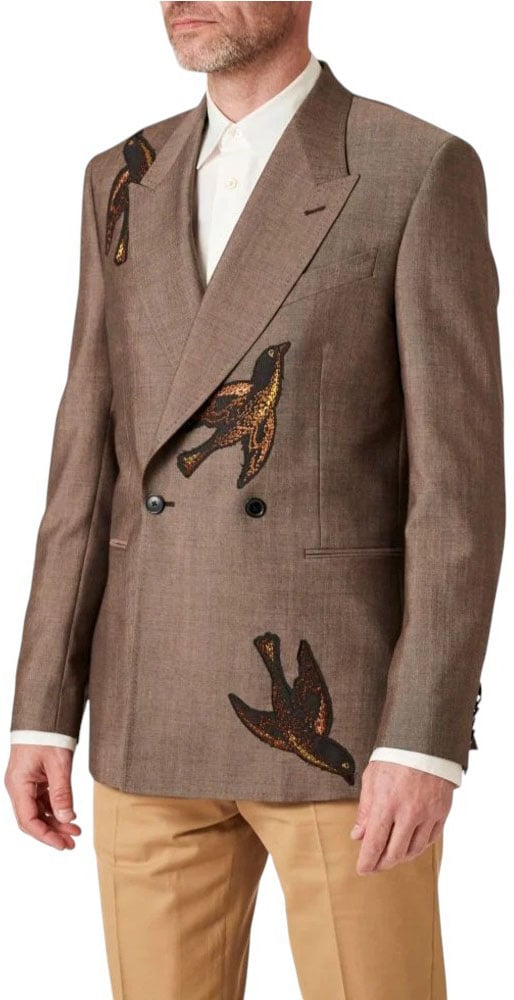 Paul Smith Veste croisée brodée oiseaux taupe moirée Paul Smith Homme M1R 2361X V02989 60 Taupe