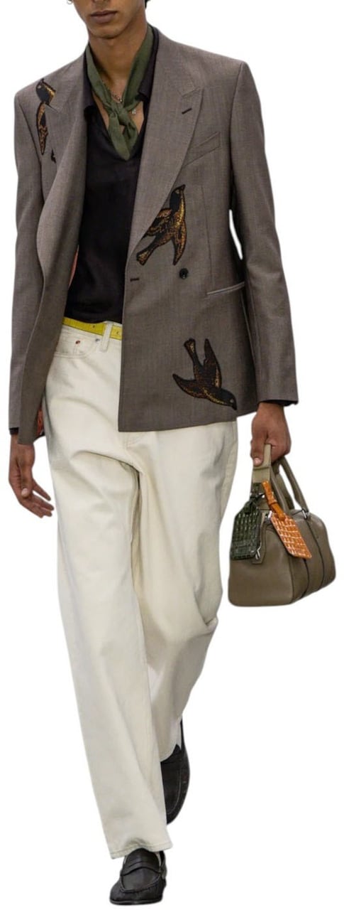 Paul Smith Veste croisée brodée oiseaux taupe moirée Paul Smith Homme M1R 2361X V02989 60 Taupe