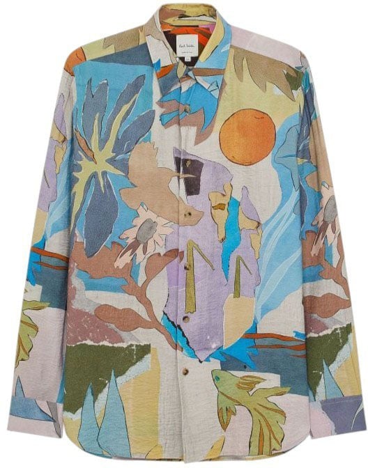 Paul Smith Chemise print fleurs poissons oiseaux mauve bleu Paul Smith Homme M1R 598Z V03017 43 Divers