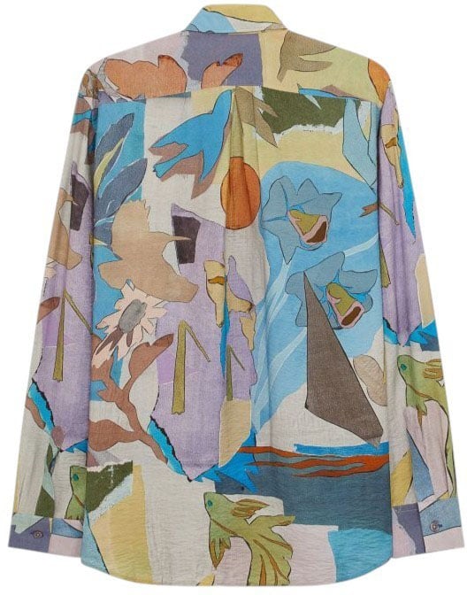 Paul Smith Chemise print fleurs poissons oiseaux mauve bleu Paul Smith Homme M1R 598Z V03017 43 Divers