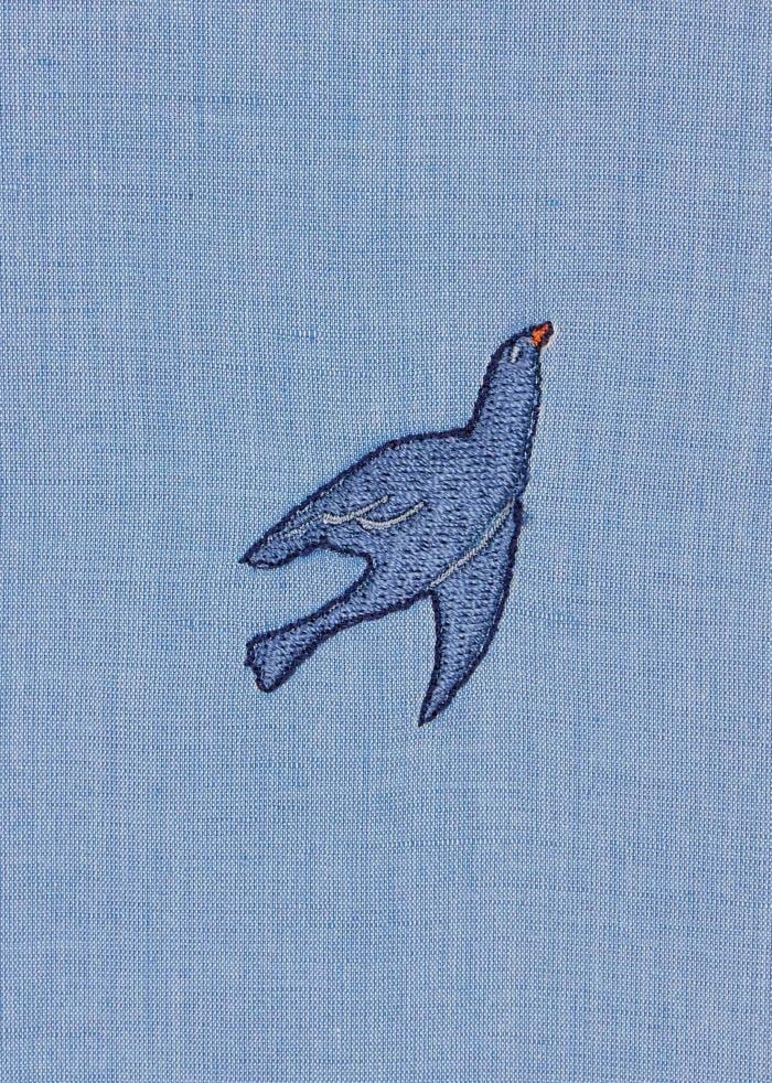 Paul Smith Chemise bleu clair colombe brodée coton lin Paul Smith Homme M1R 901UE V03007 41 Lichtblauw