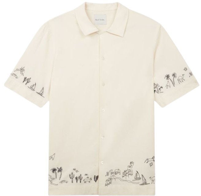 Paul Smith Chemisette écrue broderies paysages Mauritius noirs Paul Smith homme M1R 905UE V03036 04 Divers