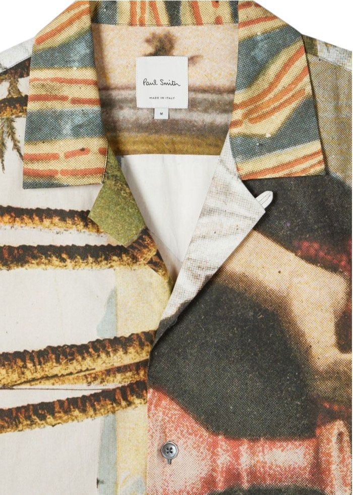 Paul Smith Chemisette print paysages pyramide brun écru Paul Smith Homme M1R 905U V03057 92 chemise Divers
