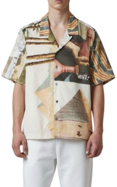 Paul Smith Chemisette print paysages pyramide brun écru Paul Smith Homme M1R 905U V03057 92 chemise Divers