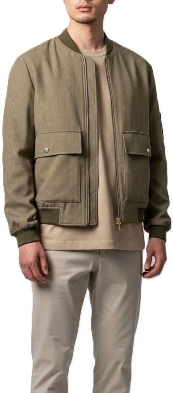Paul Smith Blouson taupe poches plaquées & zippée laine Paul Smith Homme M1R 915Z V02988 63 Taupe