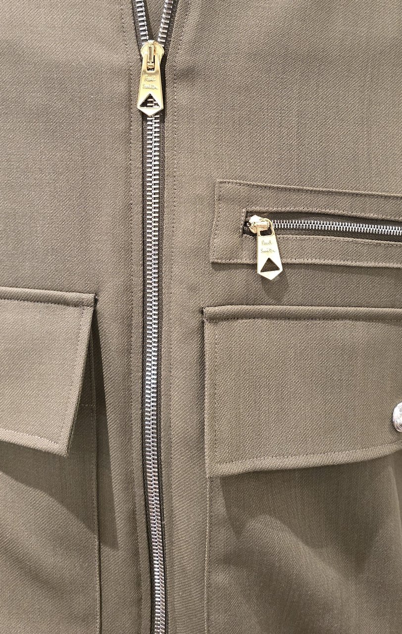 Paul Smith Blouson taupe poches plaquées & zippée laine Paul Smith Homme M1R 915Z V02988 63 Taupe