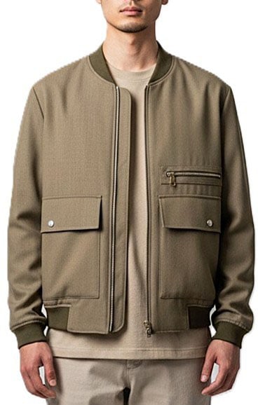 Paul Smith Blouson taupe poches plaquées & zippée laine Paul Smith Homme M1R 915Z V02988 63 Taupe