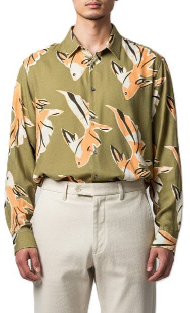 Paul Smith Chemise kaki print poissons abricot viscose Paul Smith Homme M1R 929Z V02999 32 Divers