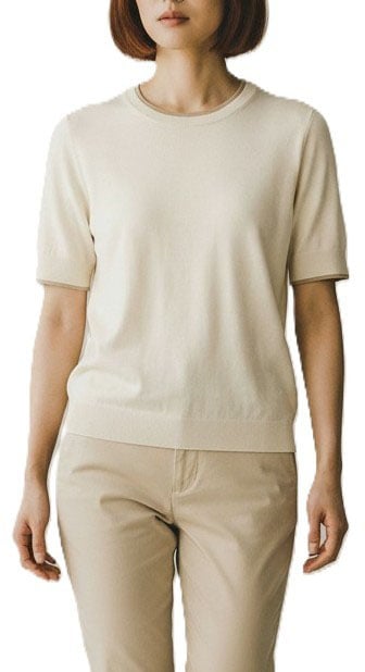 Paul Smith Maille manches courtes vanille col manches vert Paul Smith Femme W1R 689N V11235 04 Divers