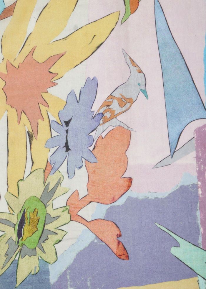 Paul Smith Chèche print poissons oiseaux fleurs bleu mauve Paul Smith Homme Femme M1A 150B U947 43 Divers