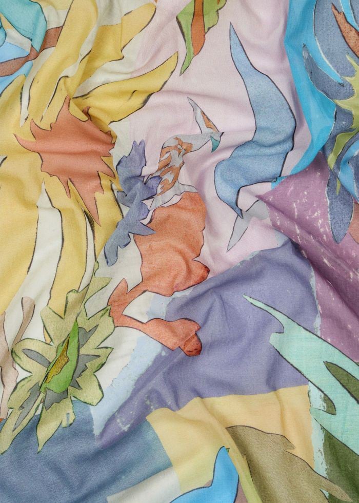 Paul Smith Chèche print poissons oiseaux fleurs bleu mauve Paul Smith Homme Femme M1A 150B U947 43 Divers