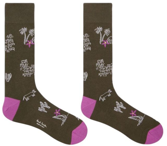 Paul Smith Chaussettes kaki village blanc fleur rose M1A 800MO U895 63 Paul Smith homme Divers