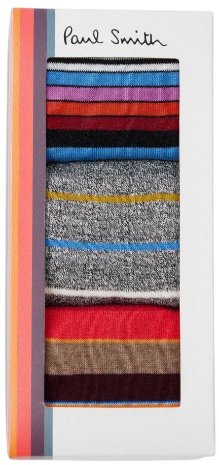 Paul Smith Pack 3 chaussettes rayée orange chinée gris rayée bleu Paul Smith Homme Femme M1A SOCK USTR 1A Divers
