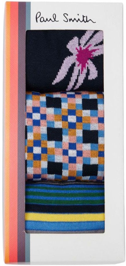 Paul Smith Pack 3 chaussettes rayée mosaique fleurs Paul Smith homme M1A SOCK USNL 47 Divers
