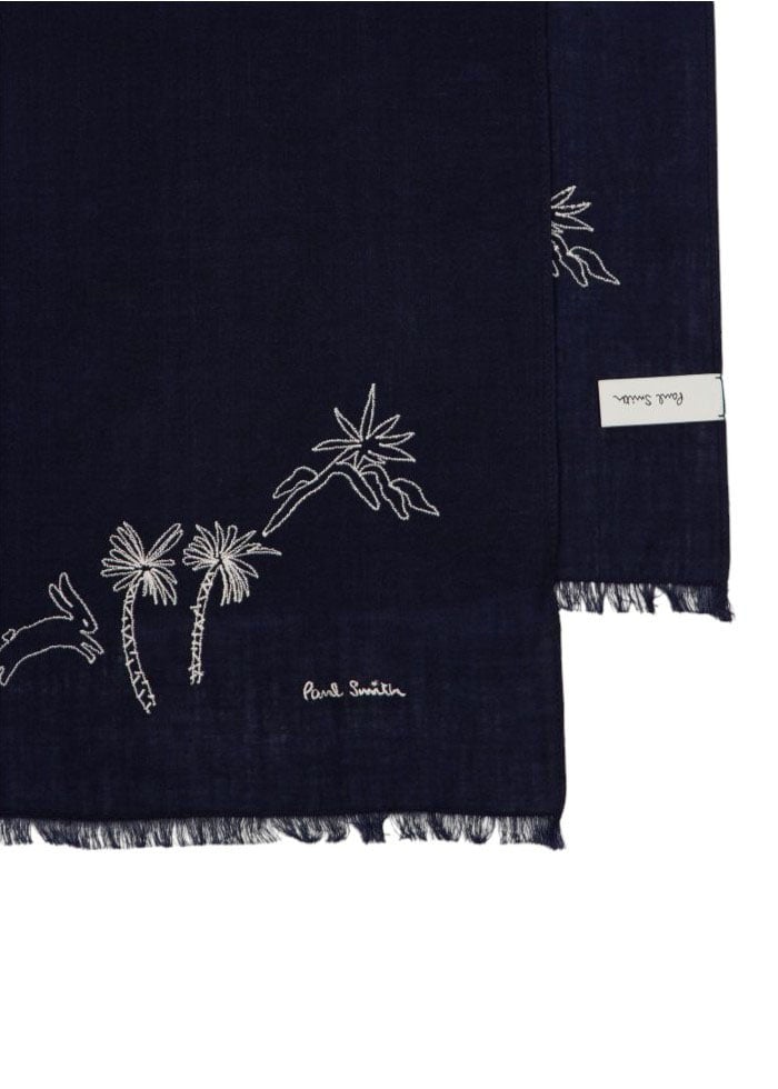 Paul Smith Foulard uni navy brodé blanc mauritius Paul Smith Homme Femme M1A 150M U949 49 Divers
