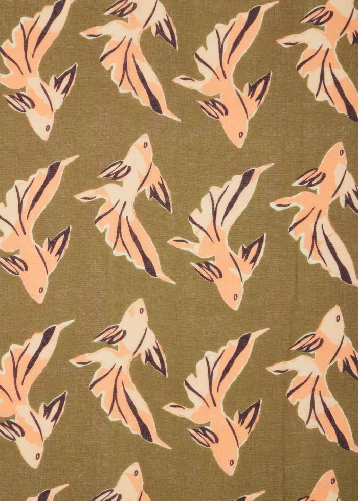 Paul Smith Foulard kaki print poissons abricot Paul Smith Femme Homme W1A 250B U941 63 Groen
