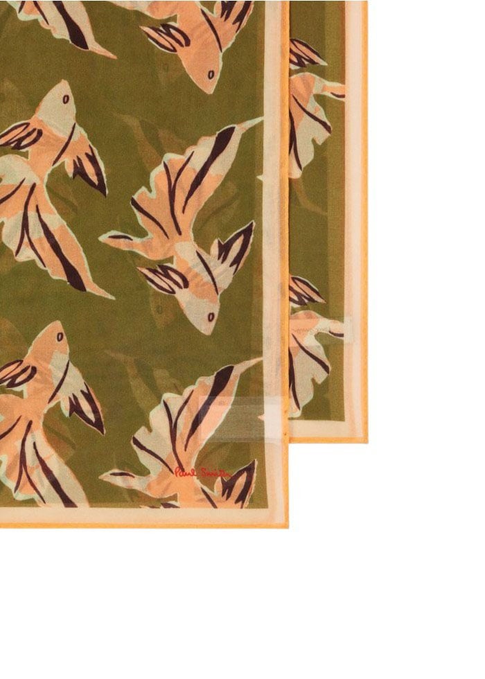 Paul Smith Foulard kaki print poissons abricot Paul Smith Femme Homme W1A 250B U941 63 Groen