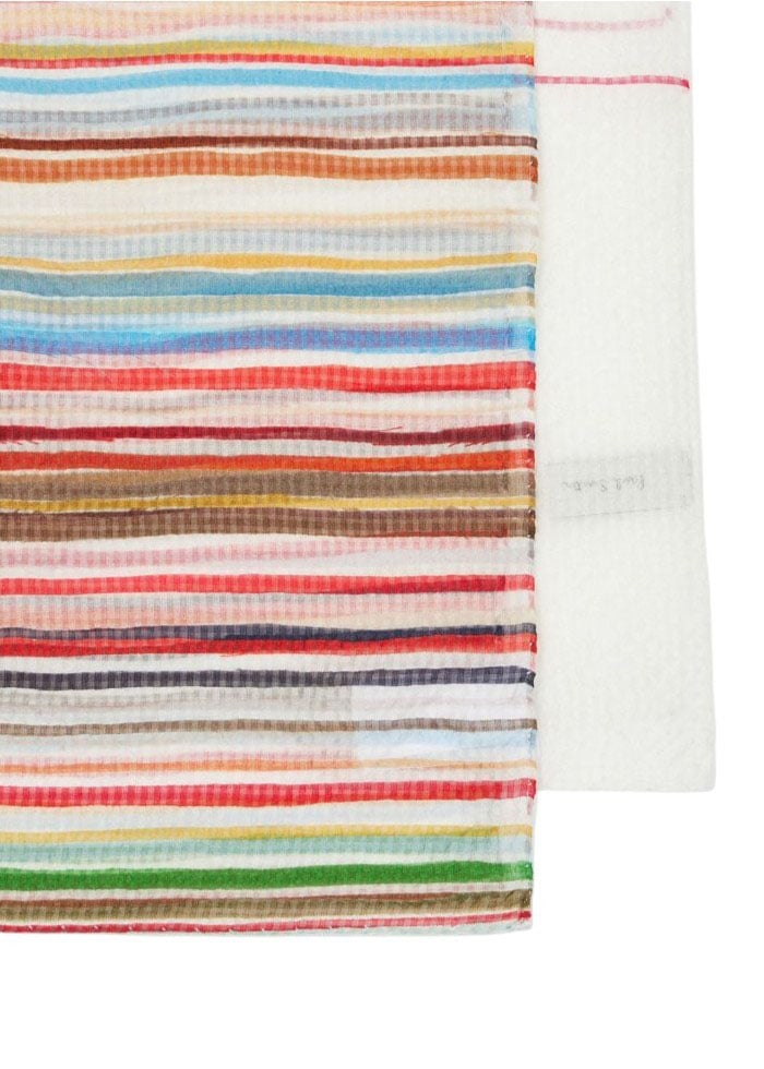 Paul Smith Foulard blanc rayé multi soie Paul Smith Femme W1A 250B U954 92 Wit