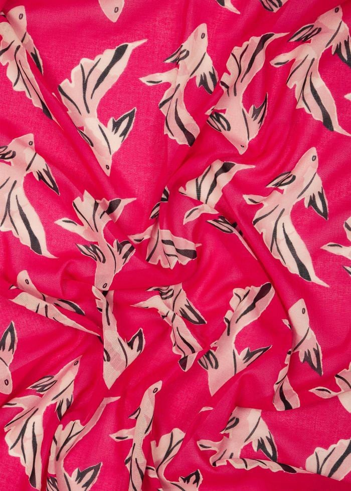 Paul Smith Foulard fuchsia print poissons rose Paul Smith Femme Homme W1A 250B U941 22 Paars
