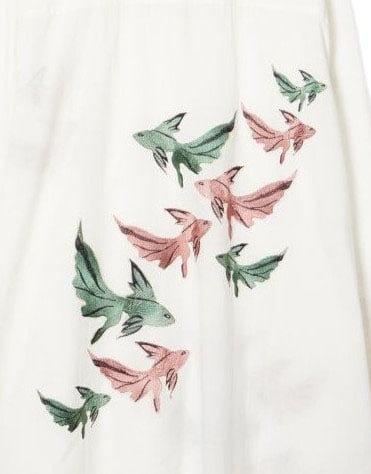 Paul Smith Robe tunique blanc brodée poissons voile de coton Paul Smith Femme W1A 334F U396 01 Wit