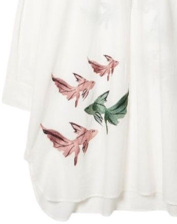 Paul Smith Robe tunique blanc brodée poissons voile de coton Paul Smith Femme W1A 334F U396 01 Wit