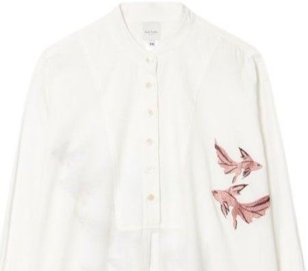 Paul Smith Robe tunique blanc brodée poissons voile de coton Paul Smith Femme W1A 334F U396 01 Wit