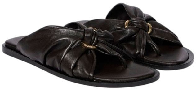 Paul Smith Mules entre-doigt boucle dorée cuir souple noué choco Paul Smith Femme W1S LRH02 ULEA 69 chaussures Divers