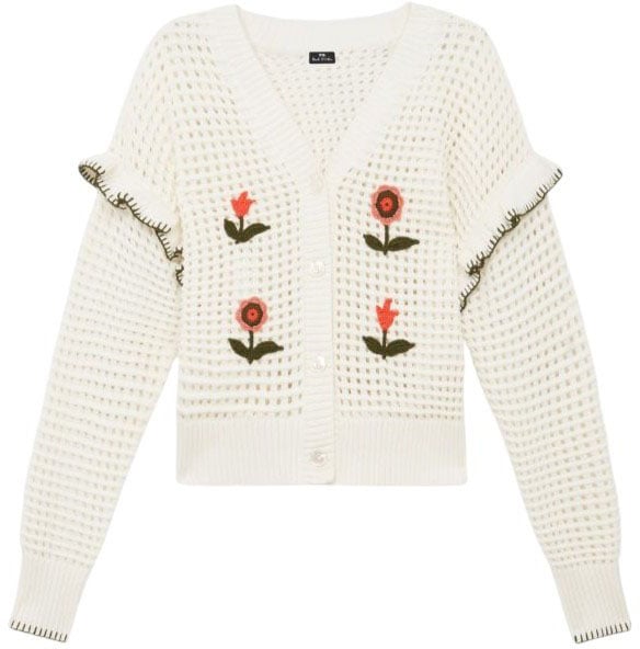 Paul Smith Gilet crochet fleurs brodées vert orange Paul Smith Femme W2R 811N V31452 02 Oranje