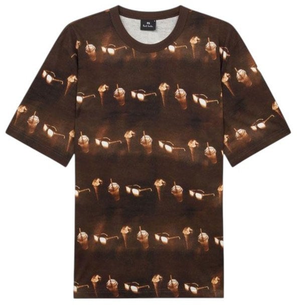 Paul Smith T-shirt brun print lunettes sodas glaces Paul Smith Homme M2R 220X V22626 79 Bruin