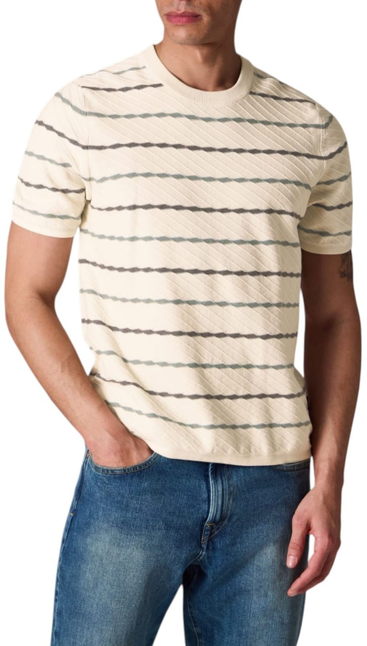 Paul Smith Maille manches courtes écru rayé bleu mauve Paul Smith Homme M2R 823Z V22677 04 Divers