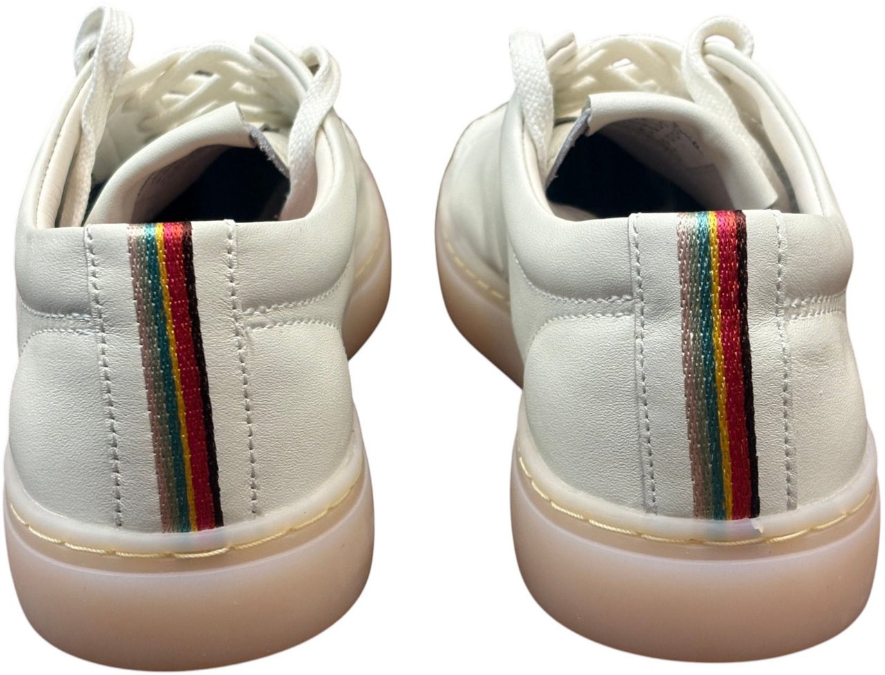 Paul Smith Sneakers cuir crème bande Bayadère arrière Paul Smith Femme W1S LNE08 ULEA 02 baskets Beige