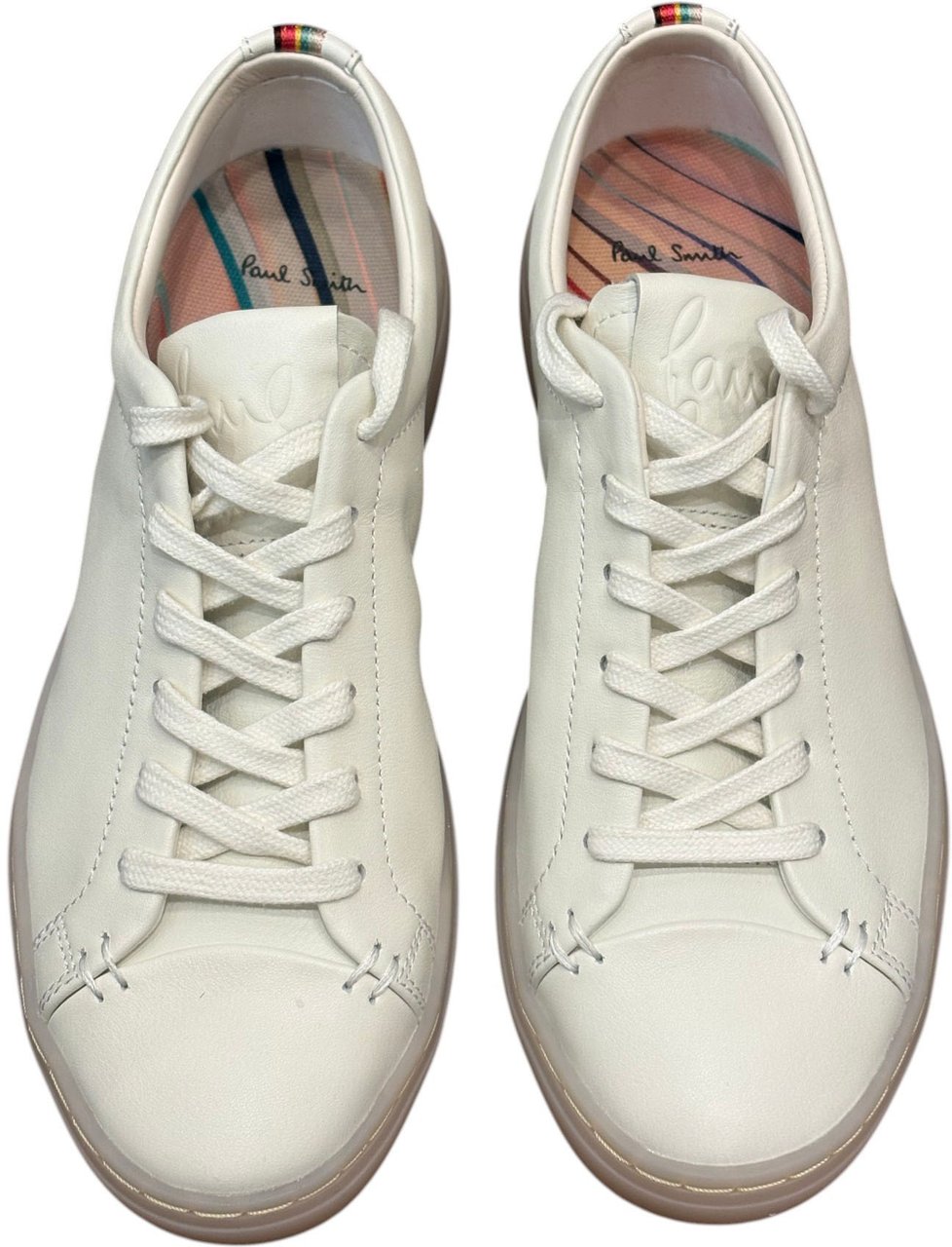 Paul Smith Sneakers cuir crème bande Bayadère arrière Paul Smith Femme W1S LNE08 ULEA 02 baskets Beige