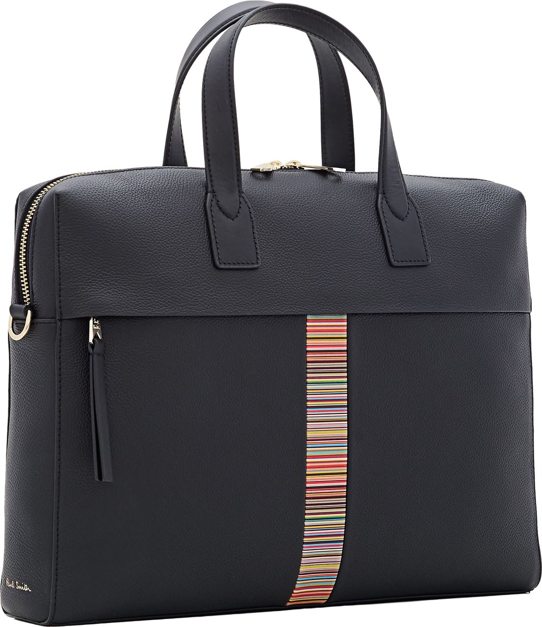 Paul Smith Black Leather 'Signature Stripe' Trim Folio Zwart