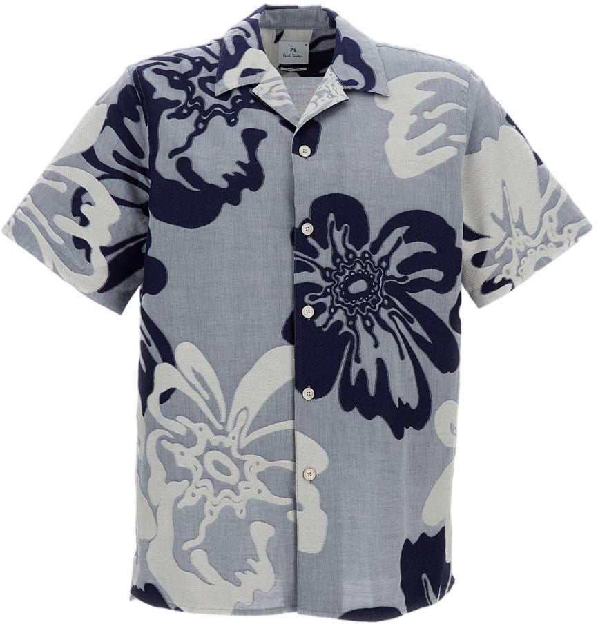 Paul Smith Floral Short Sleeved Shirt Blauw