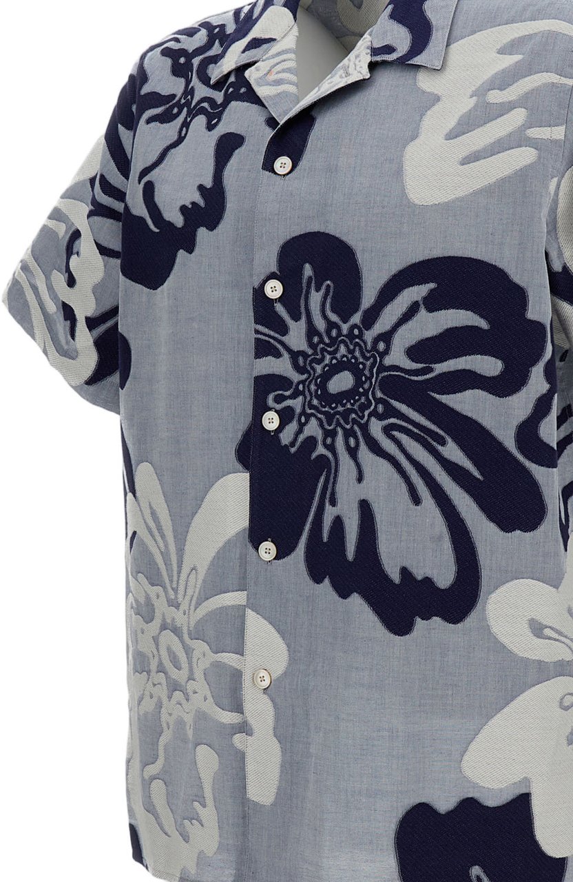 Paul Smith Floral Short Sleeved Shirt Blauw
