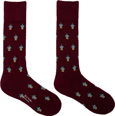 Paul Smith Chaussettes bordeaux robots gris M1A 380CI J419 28 Paul Smith Homme Divers