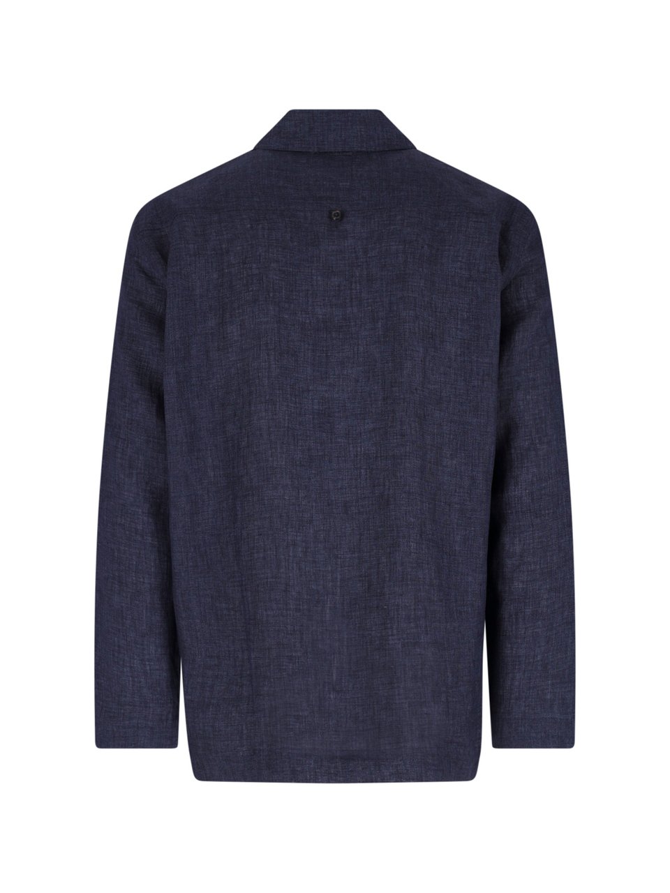 Paul Smith Navy Blue Classic Collar Linen Shirt Blauw