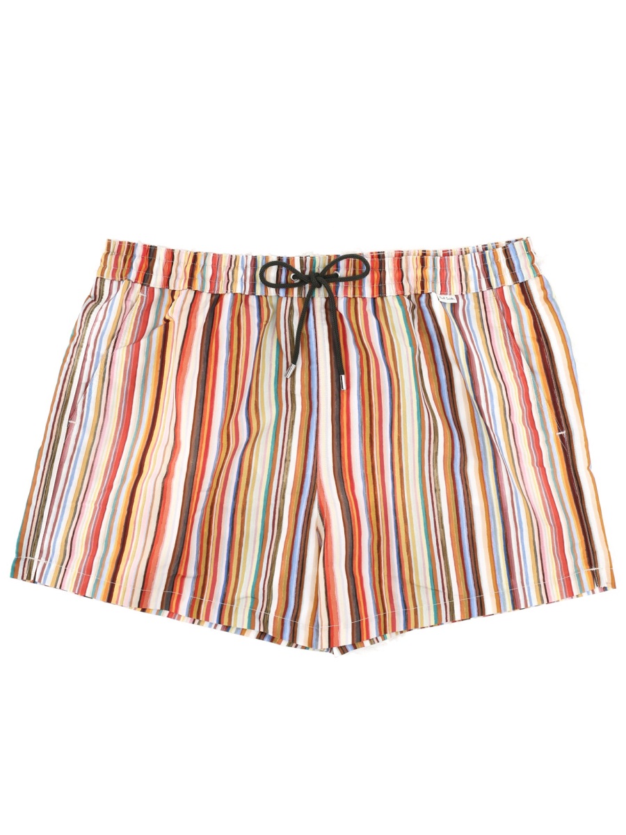 Paul Smith Painted Signature Stripe Recycled Polyester Swim Shorts Neutraal