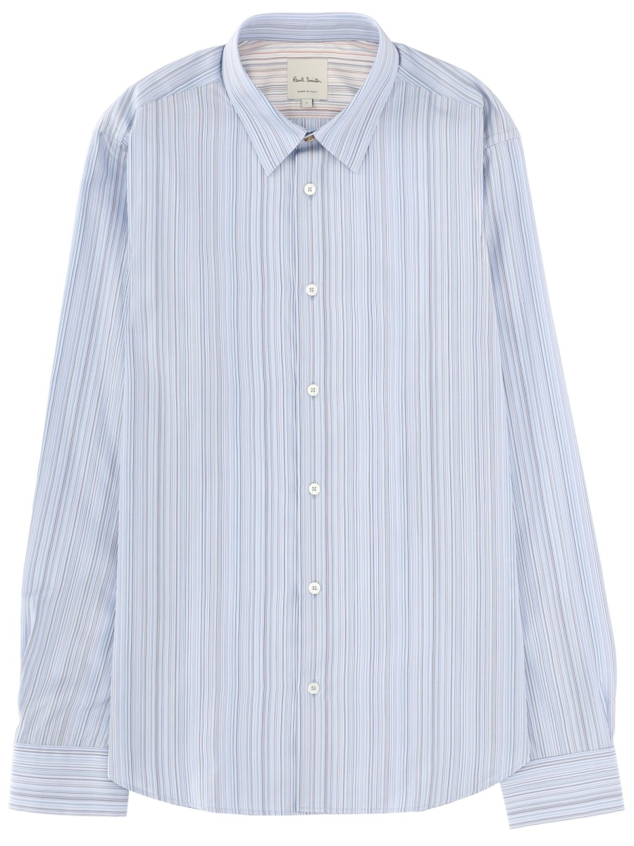 Paul Smith Slim Fit Vertical Stripes Shirt Wit