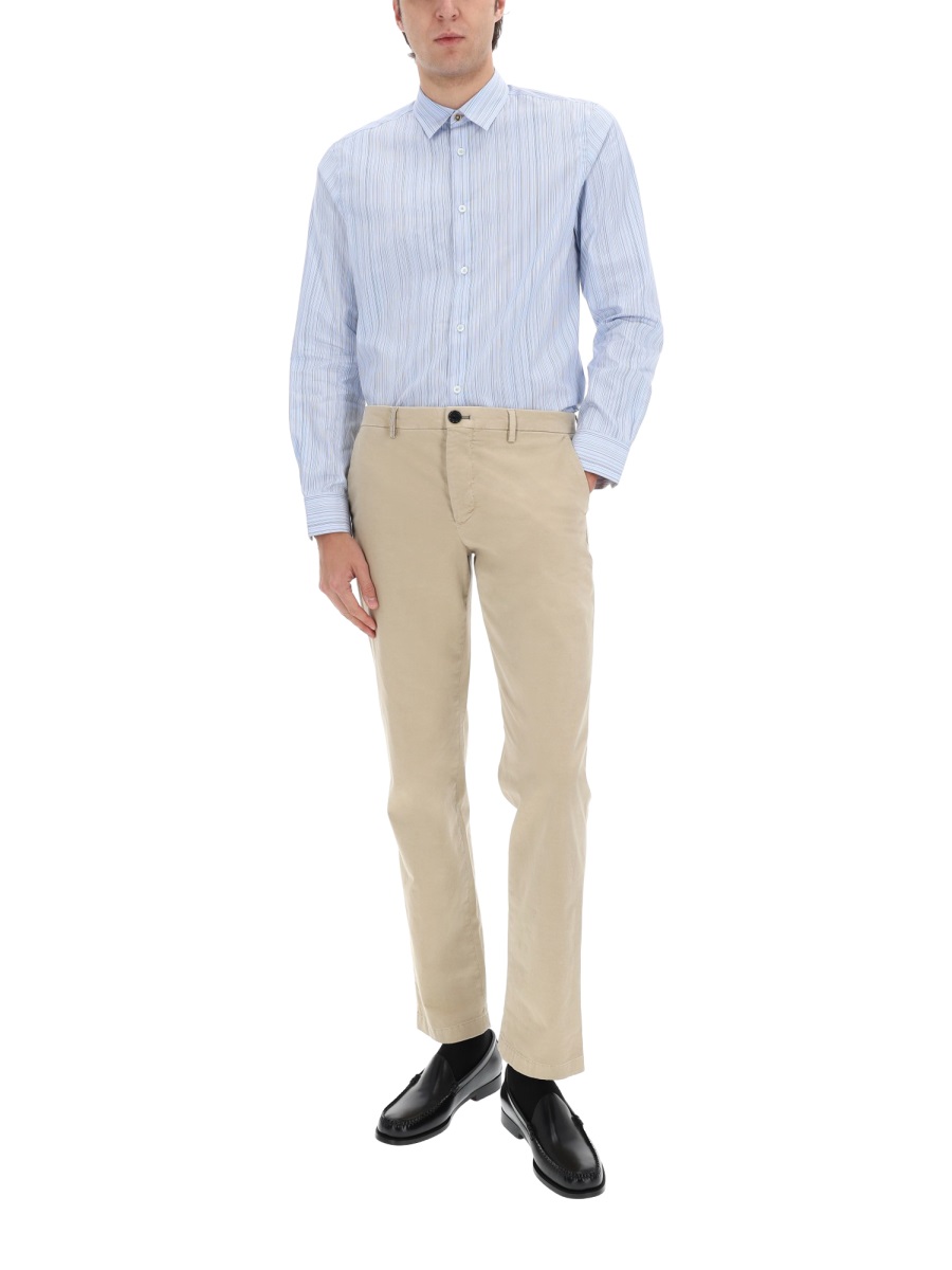 Paul Smith Slim Fit Vertical Stripes Shirt Wit