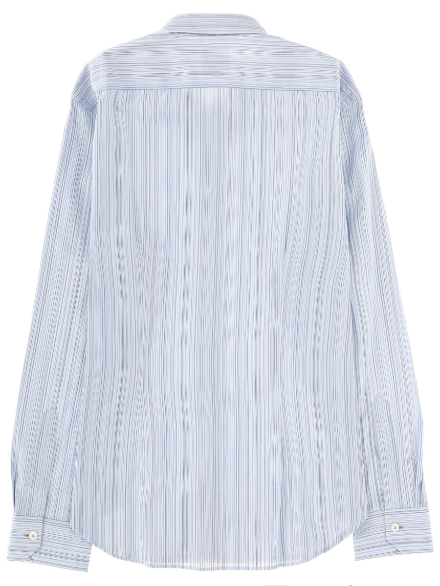 Paul Smith Slim Fit Vertical Stripes Shirt Wit