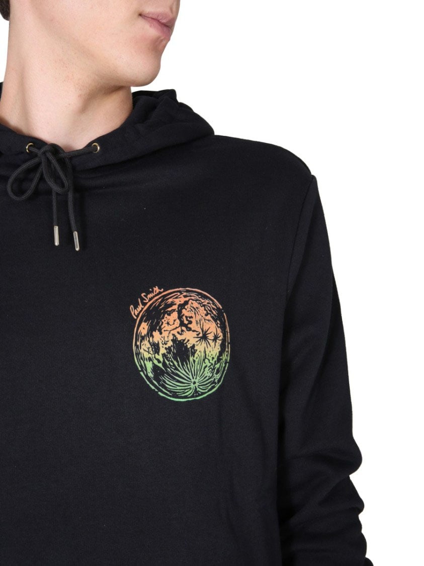 Paul Smith Graphic Print Hoodie With Drawstring Hood Zwart