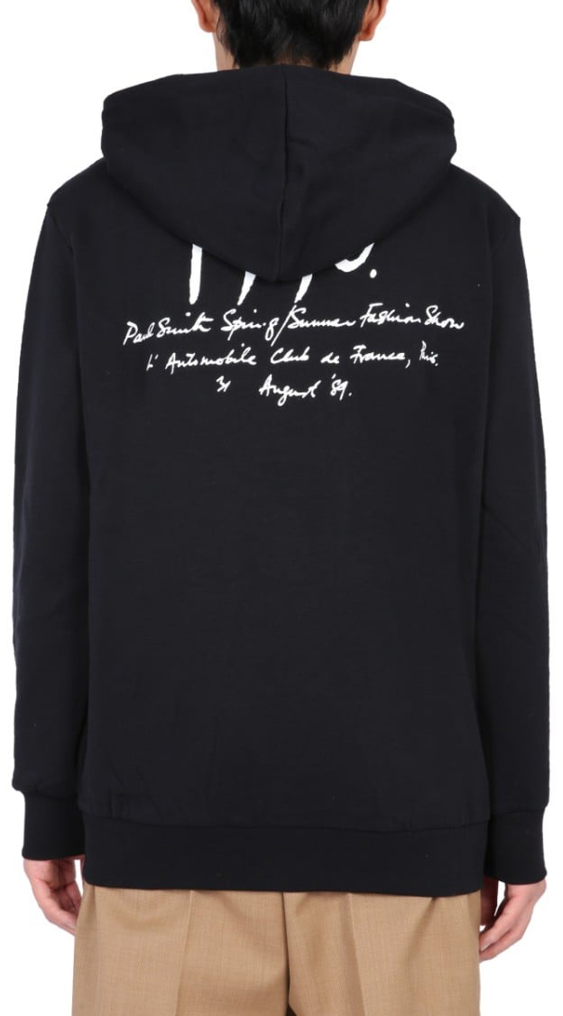 Paul Smith Black Hooded Sweatshirt With Graphic Accents Zwart