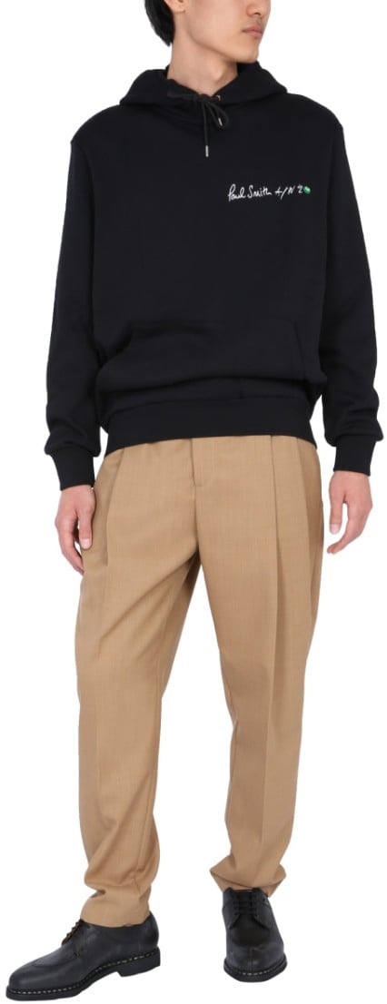 Paul Smith Black Hooded Sweatshirt With Graphic Accents Zwart