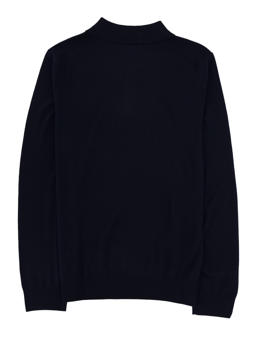 Paul Smith Neutrals Long-Sleeve Fine Merino Wool Polo Shirt Zwart