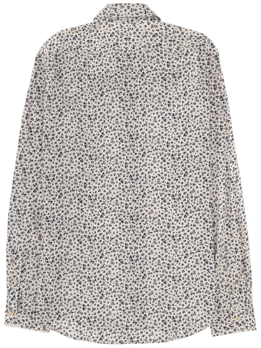 Paul Smith Organic Cotton Intricate Floral Print Shirt Wit