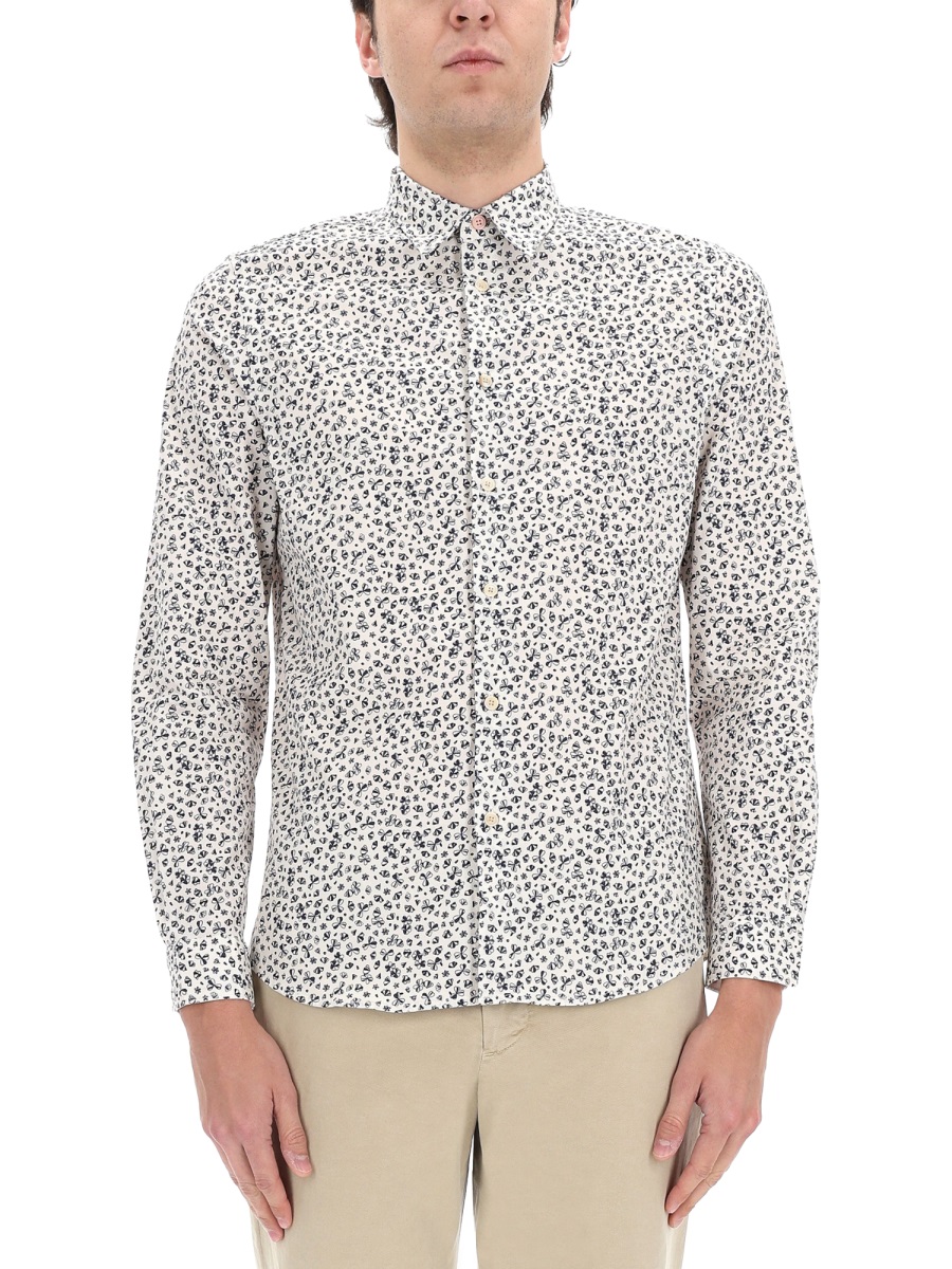Paul Smith Organic Cotton Intricate Floral Print Shirt Wit